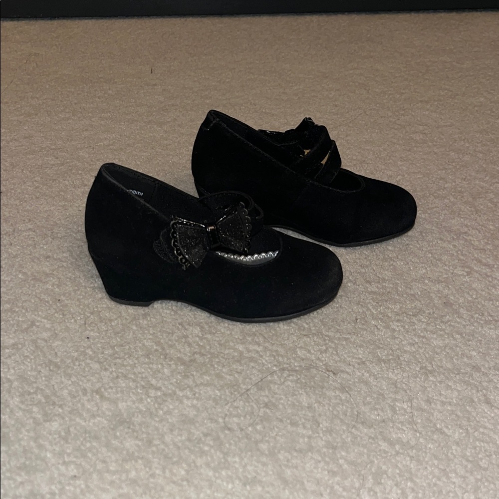 Rachel Shoes Black Kids Dress Shoes with Bow